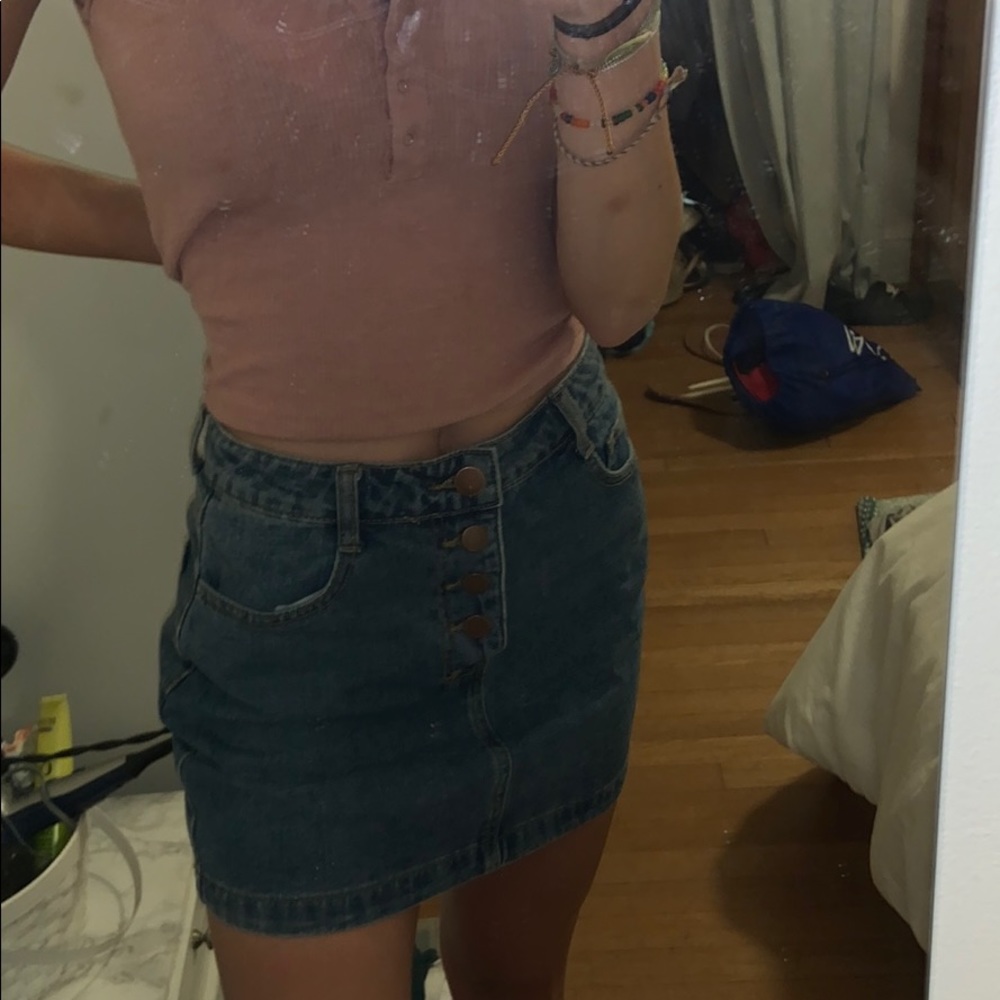 Rainbow denim skirt